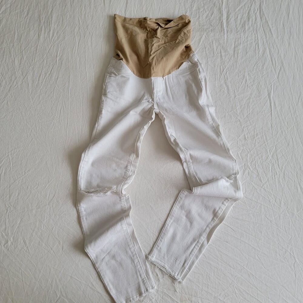 PAIGE DENIM Women's White Over the Belly MATERNITY JEANS